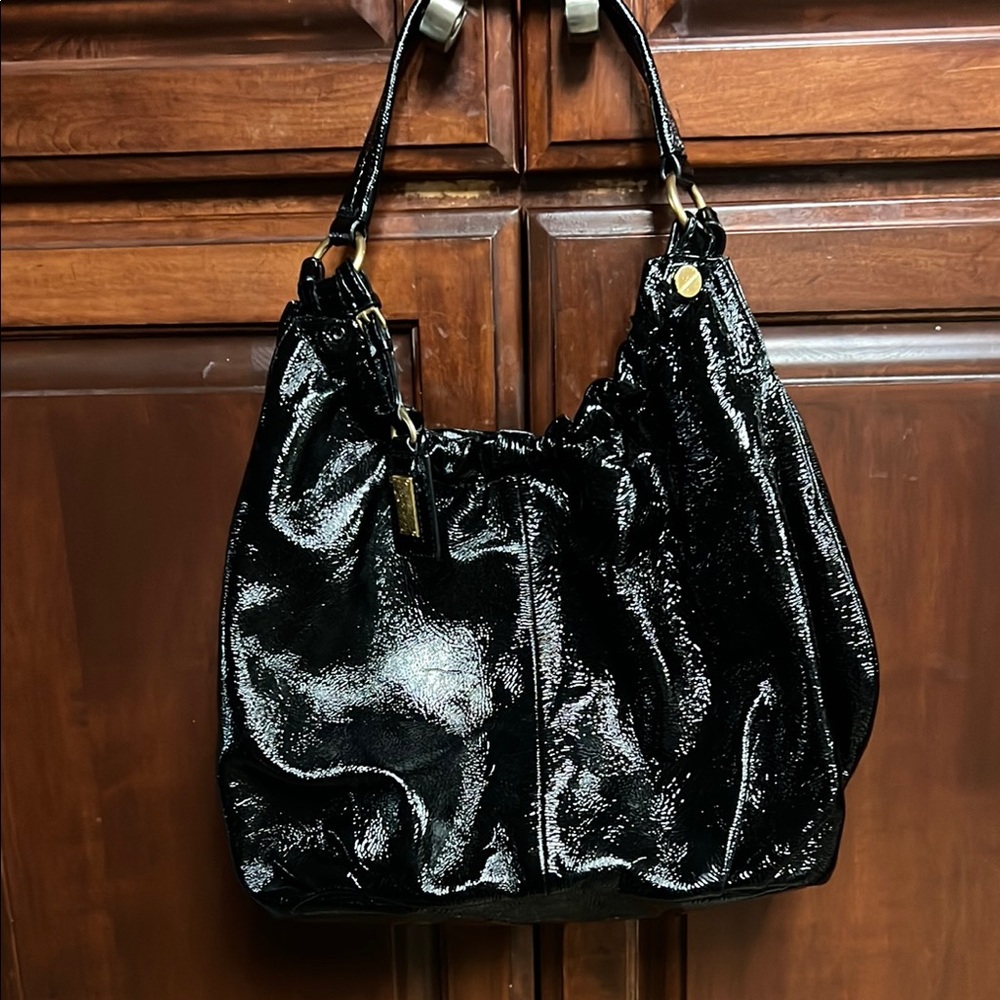 ANTONIO MELANI Black Shoulder Bag with Glossy Finish